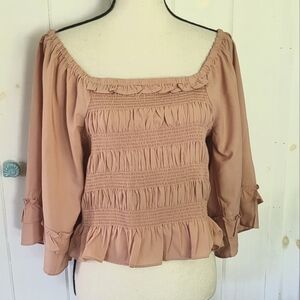 Wishing Waves Smocked Ruffle Cropped Top Size XL